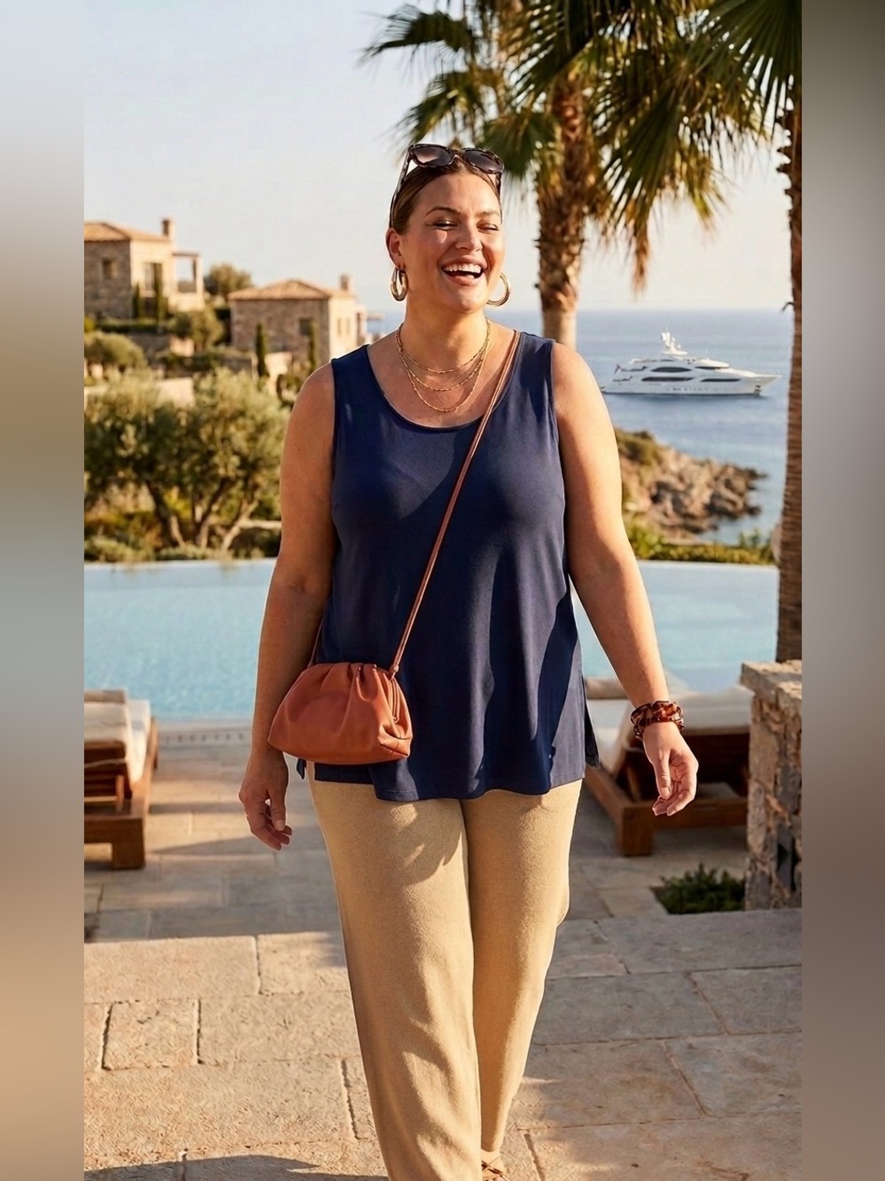 SIZE 2X Susan Graver® NEW Liquid Knit Tank Top Navy Blue Sleeveless Scoop Neck